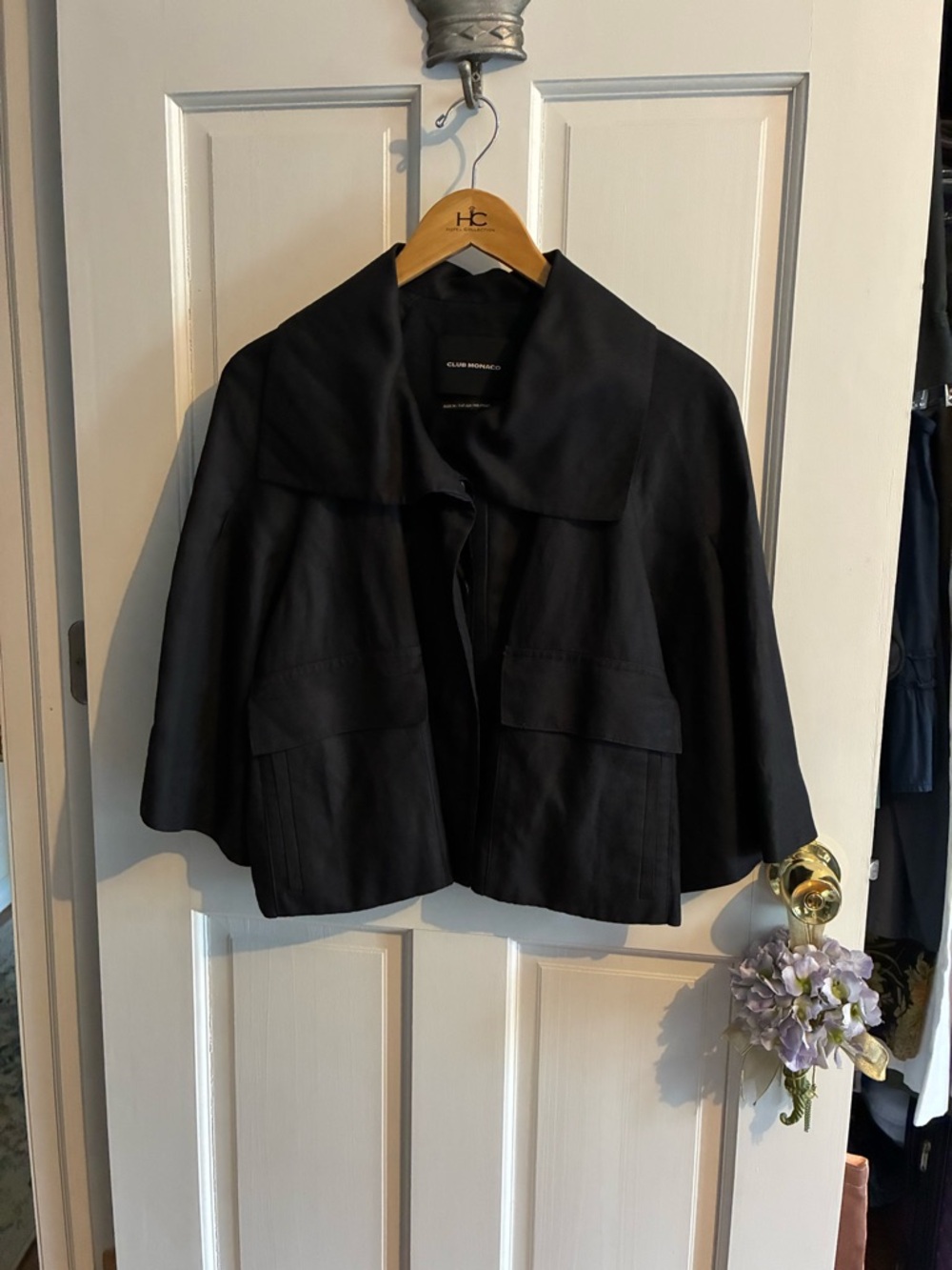 Club Monaco Black Wide-Collar Cropped Blazer size S/P - Picture 4 of 7